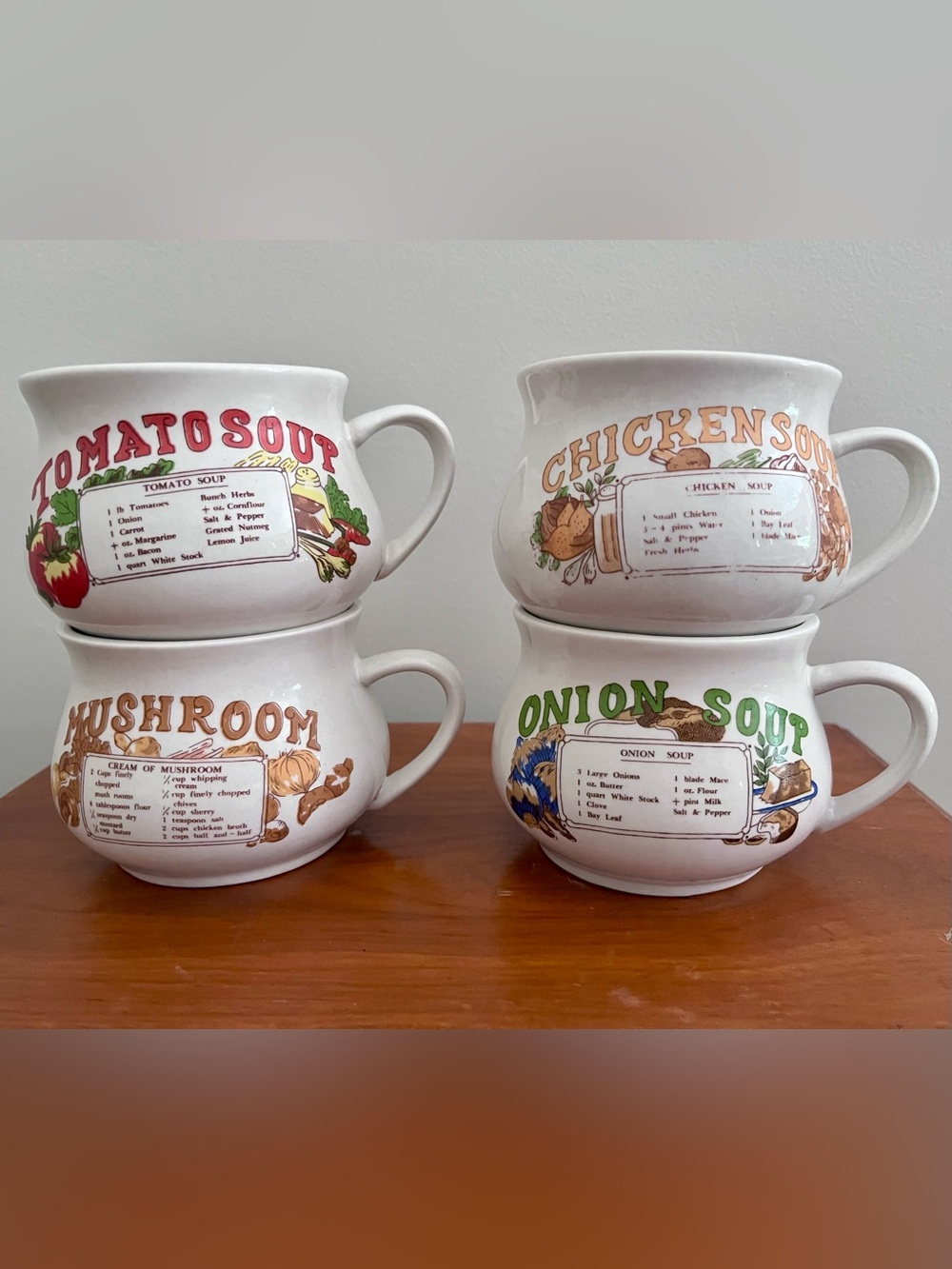 Vintage Soup Recipe Mug Set